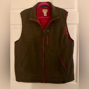 L.L. Bean Charcoal and Crimson Lined Fleece Vest